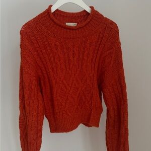 Aritzia Cable Knit Sweater - Deep Orange